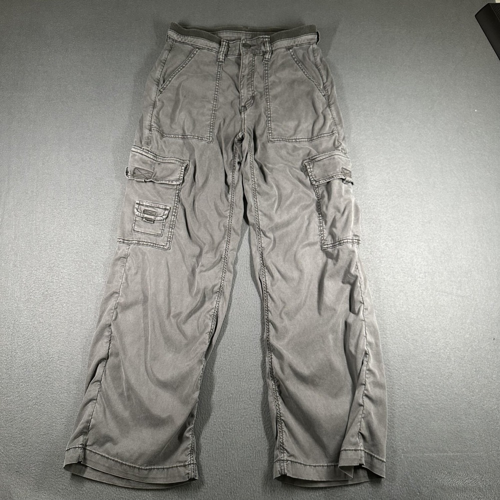 American Eagle Outfitters Cargo Pants Womens 2 Short Gray Elastic Waist Stretch
